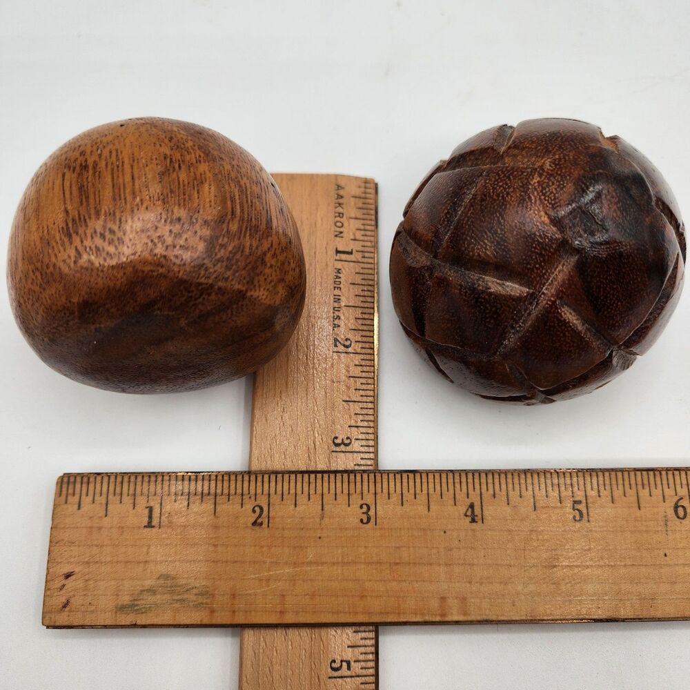 Carved Wooden Fruit 9 Pieces Dining Table Decor MCM Grapes Pear Apple Banana - Picture 10 of 15